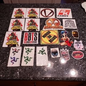 All types of stickers 20 stickers all different colors and sizes and shapes